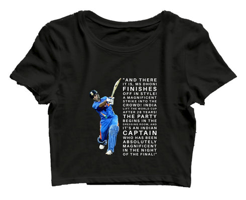 Quirkipedia WC 2011 - India Last Ball Commentary Cricket     Womens Crop Tops